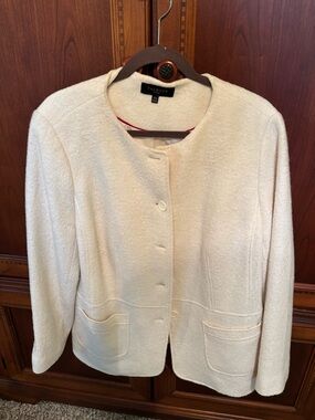 Talbots Cream Bouclé Collarless Blazer